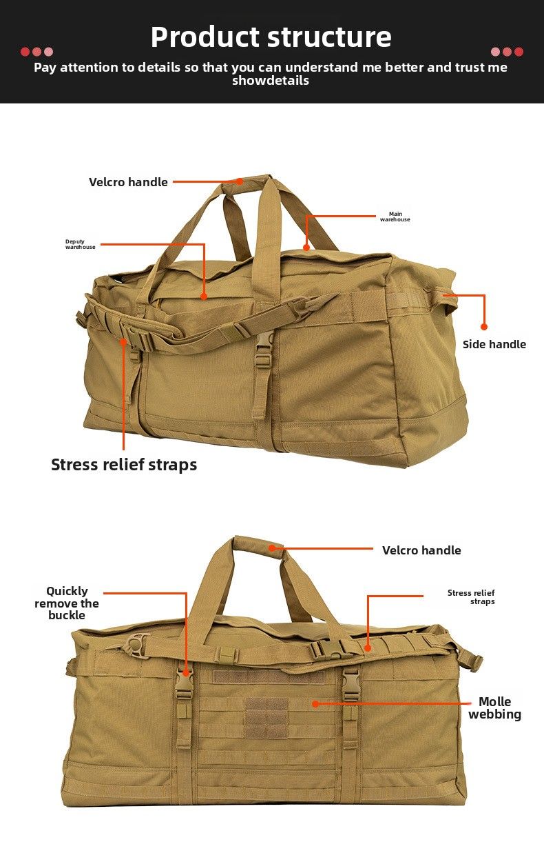 Huasheng Extra Large Capacity Hiking Camping Sling 106L Outdoor Handheld And Backpack Military Enthusiast Tactical_voghion.com