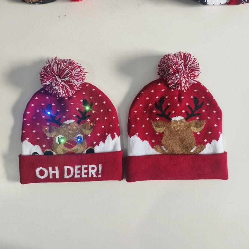 New Year Glowing Christmas With LED Colorful Flashing Lights Adult And Children Universal Warm Knitted Wool Hat_voghion.com