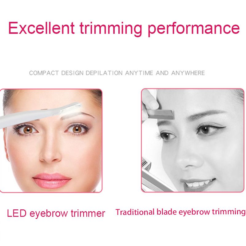 Gesichtsrasierer zum Dermaplaning, Augenbrauenformer, Rasier- und Haarwerkzeug mit LED-Beleuchtung für Frauen, Rasierer inklusive 6 Ersatzköpfen_voghion.com
