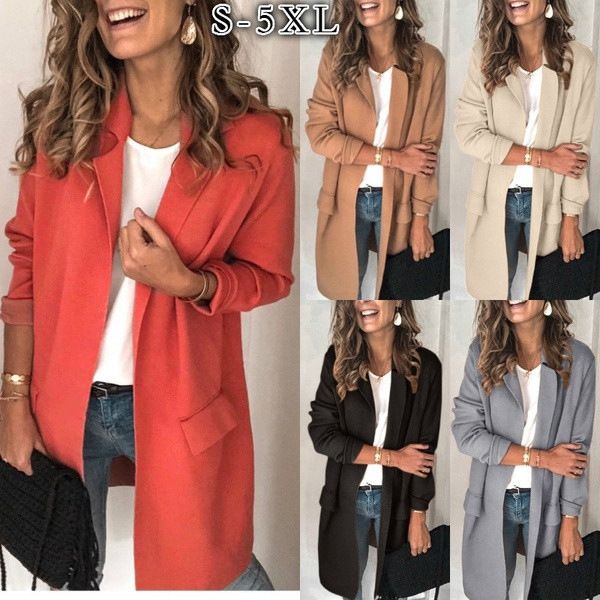 Blazer décontracté à manches longues et poches pour femme, nouvelle collection automne-hiver 2023_voghion.com
