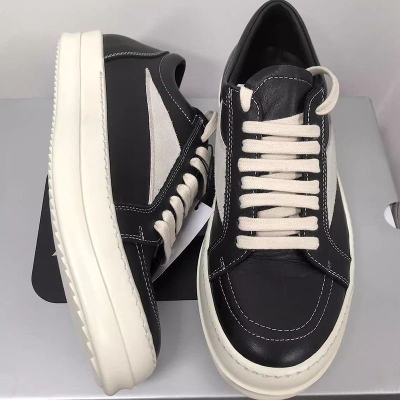 Trendy Black British Chunky Thick Sole Height Increasing High Street Men's Casual College Style Sneakers Shell Bread_voghion.com