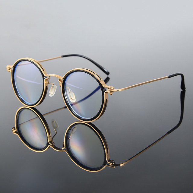 Lesebrille Herren Luxus Runder Rahmen Lupenbrille Klare Linse Anti Blaulicht Brille Männer Frauen Metall Lesebrille Neu_voghion.com