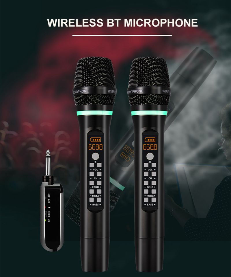 Professionell UHF Wireless Mikrofon Handheld Bluetooth Karaoke Mikrofon Recording Studio Home Party Gesang fir Autospeaker_voghion.com