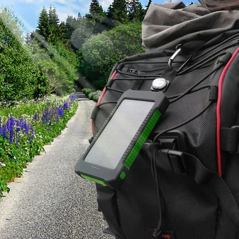 20000mAh Portable Solar External Battery Fast Charging Waterproof With SOS Flashlight Power Bank For Xiaomi_voghion.com