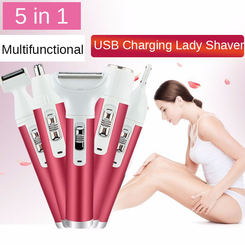 Multifunctionele 5-in-1 professionele gezichtsverwijderaar Dames draagbare draadloze mini-haarepilator_voghion.com