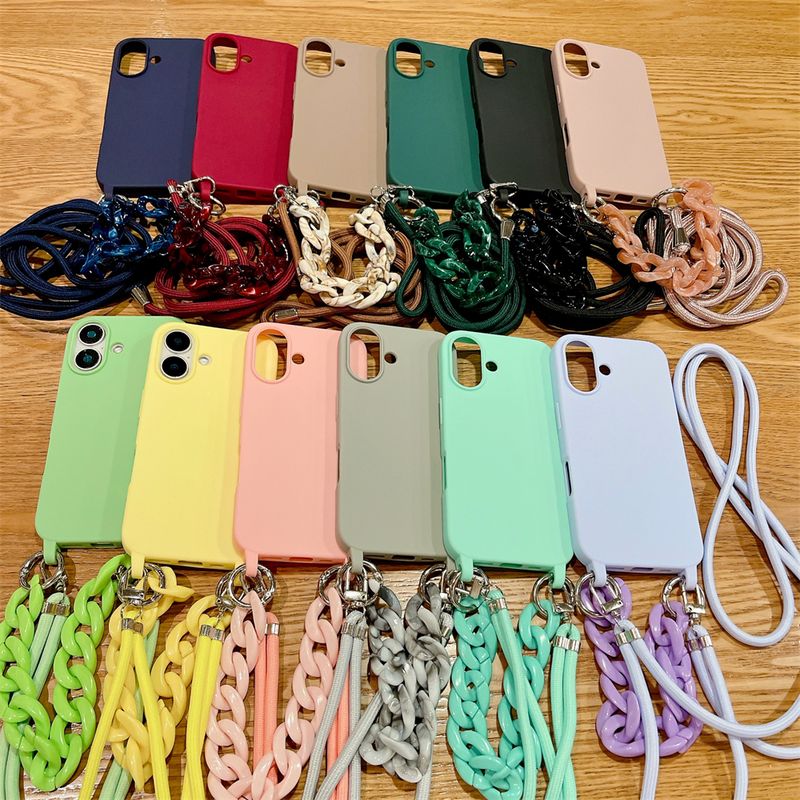 Luxury Lanyard Rope Strap Crossbody Case For IPhone 16 14 12 11 13 15 Pro Mini X XS XR Max Plus Acrylic Chain Silicone Cover_voghion.com