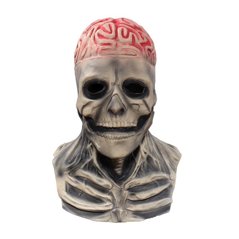Maschera biochimica del teschio di Lofytain Cosplay terrificante scheletro del cervello cuffia in lattice Halloween Halloween_voghion.com