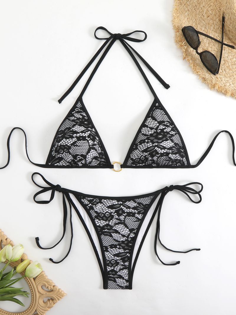 2025 Split Women's Lace Transparent Mesh Sexy Gini Multi Color Strap Bikini Swimsuit_voghion.com