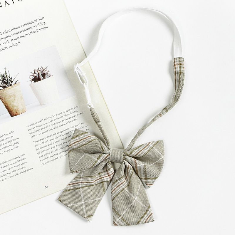 Braun kariert gestreift Lazy No-Tie College-Stil Kaffee Farbe Männer Bachelor Uniform Fliege für Frauen Trendy_voghion.com