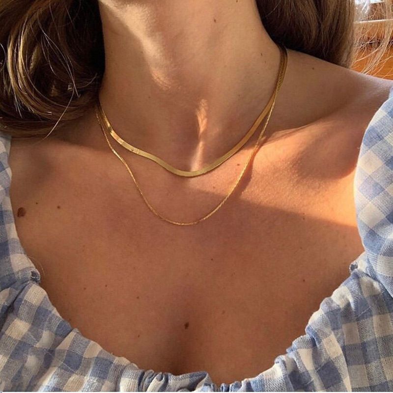 Korean Minimalist Choker Snake Bone Short Ins Internet Celebrity Cool Series Blade Chain Necklace Neck Accessory_voghion.com