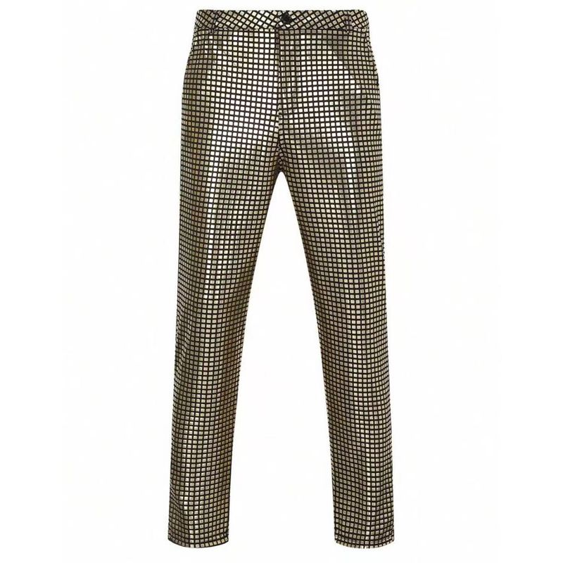 Premium Products 2025 Herren glänzende Hose mit geradem Bein, Oberbekleidung, Performance-Hose, Nachtclub, Bühnenperformance, karierte Hose_voghion.com