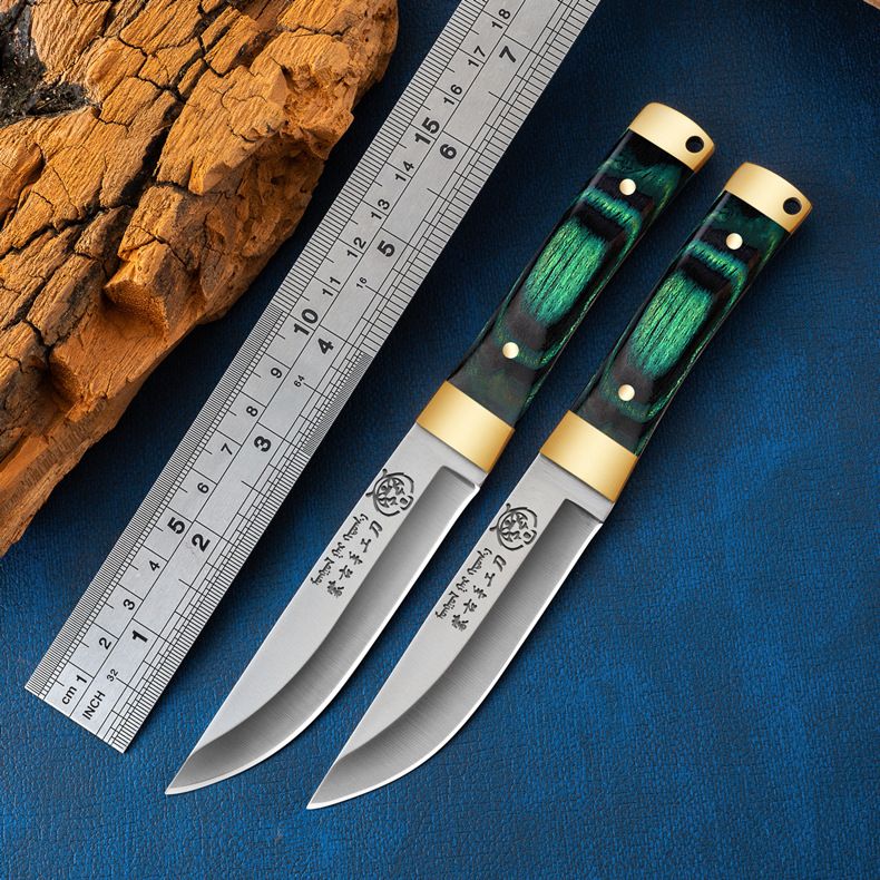 Coltello da carne in stile tradizionale mongolo - Coltello da campeggio e barbecue in acciaio inossidabile con impugnatura ergonomica per cucinare all'aperto, cacciare e tagliare la frutta_voghion.com
