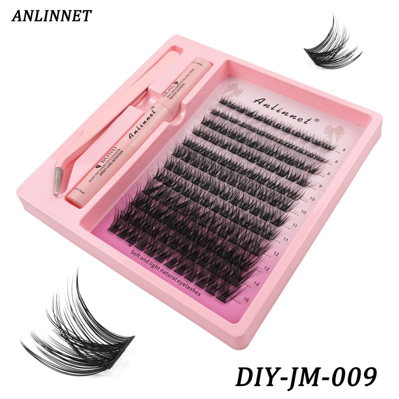 DIY Cluster Lash Kit – Selbstanbringende künstliche Wimpern mit Doppelendkleber (Segment-Stil, flauschig und voluminös, hohe Dichte für ein natürliches Aussehen)_voghion.com
