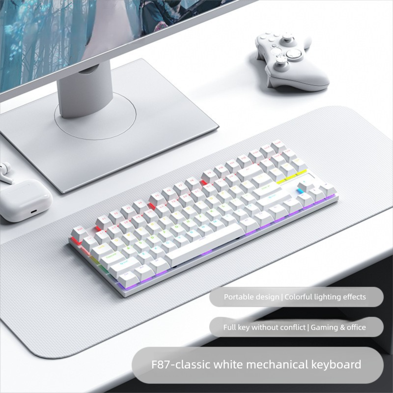 RuiYi F87 Key Mechanical Keyboard Gaming Wired Office Laptop Blue Brown Switch Red_voghion.com