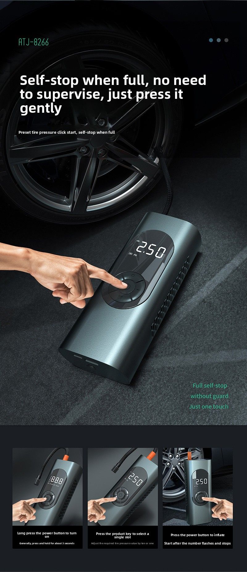 Intelligent Digital Display Tire Inflation, Wireless Charging, Electric Pump For Automobiles, High-power Vehicle Air Pump Cylinder_voghion.com