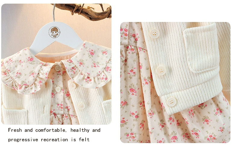kid's clothing Floral three-piece autumn dress for baby girls Western style little girl dress set_voghion.com