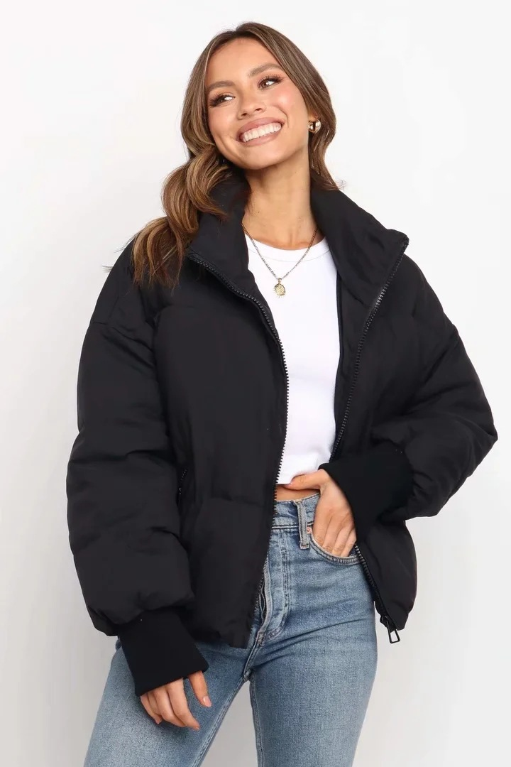 Giacca calda da donna, corta, leggera e calda, antivento e pigra_voghion.com