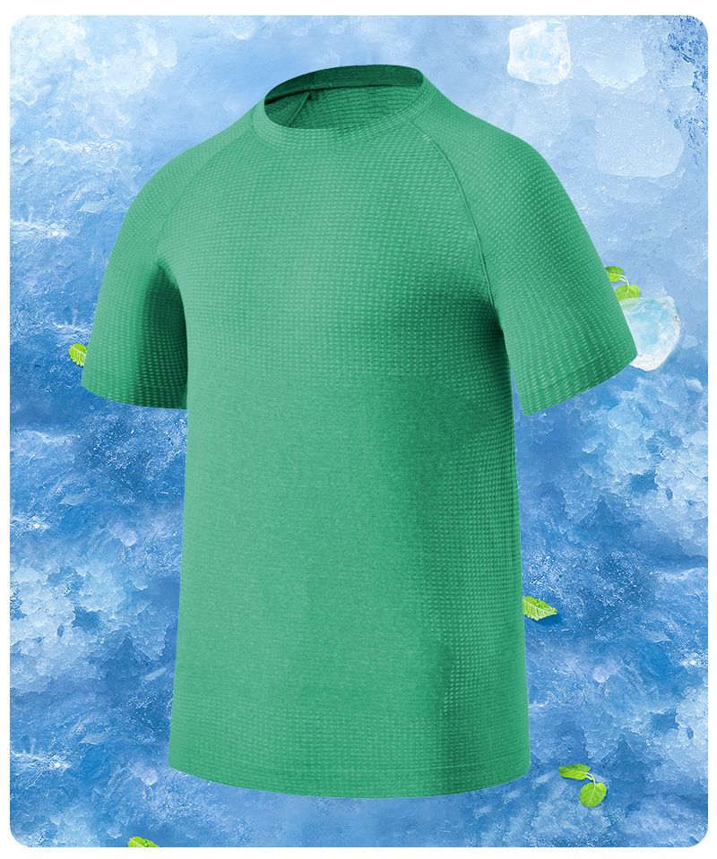 Herrenbekleidung Herren Schnelltrocknendes Kurzarm-T-Shirt mit kationischem Fitness- und atmungsaktivem Rundhalsausschnitt für den Sommer_voghion.com