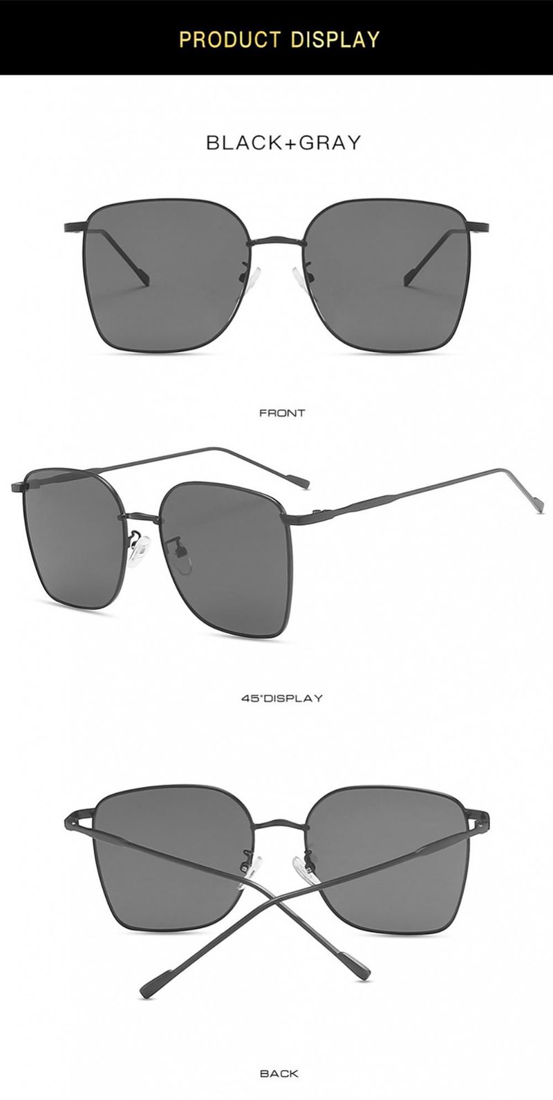 Lunettes de soleil carrées en métal pour femmes et hommes, monture large, pour l'extérieur, les voyages, la conduite, le cyclisme, UV400_voghion.com