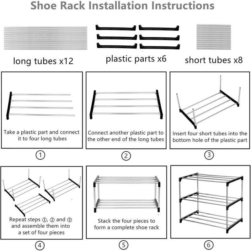 Jucaifu Stapelbares kleines Schuhregal, für Eingangsbereich, Flurschrank, platzsparende Aufbewahrung und Organisation (3-stöckig, schwarz)_voghion.com