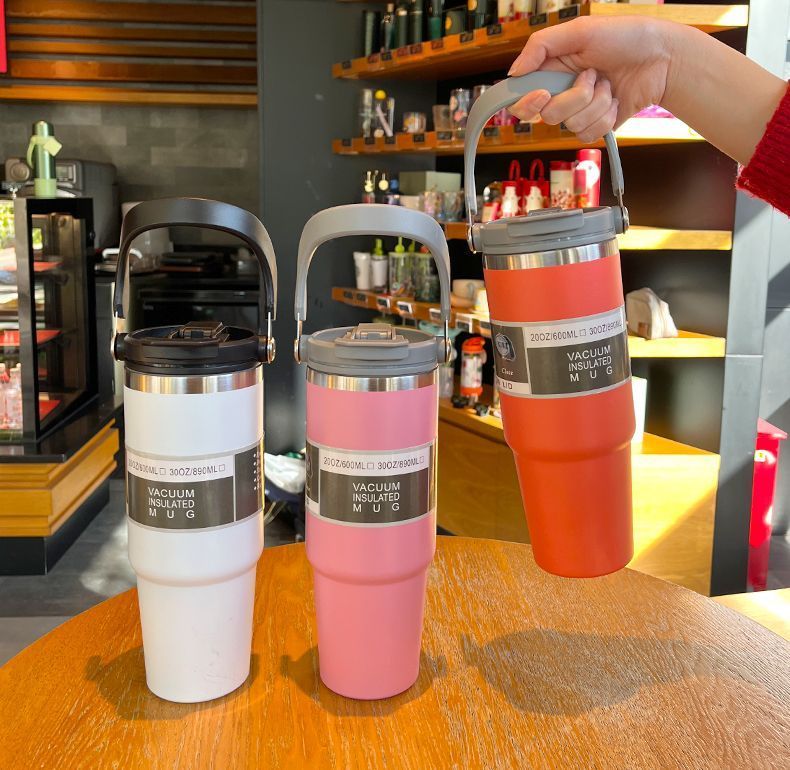 Ice Tyrant Insulated Car New Large Capacity Portable Stainless Steel 304 Double-layer Cold Cup With Straw_voghion.com
