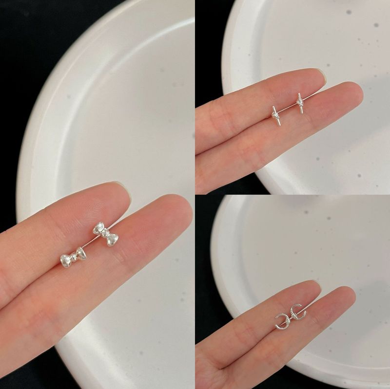 Set di orecchini alla moda, semplici, versatili e di base, per donne, in argento, adatti per spostamenti quotidiani._voghion.com