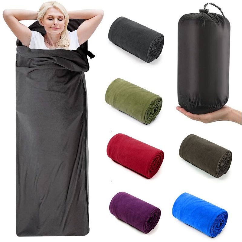 FleeceSchlafsackTragbarUltraleichtPolarReiseBettlakenFürErwachseneOutdoorCampingZeltBettWarmSchlafsackLiner_voghion.com