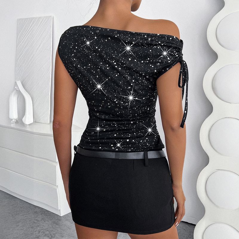 Diyun Vacation Casual Style Off-Shoulder Sequin Top Women's Clothing 2025 Spring Summer_voghion.com
