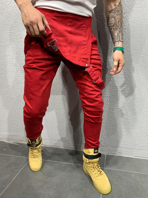 European New Mens Denim Jeans Solid Color Work Overalls Dungarees Bib Jumpsuits Pants Playsuit Trousers Male Clothing_voghion.com