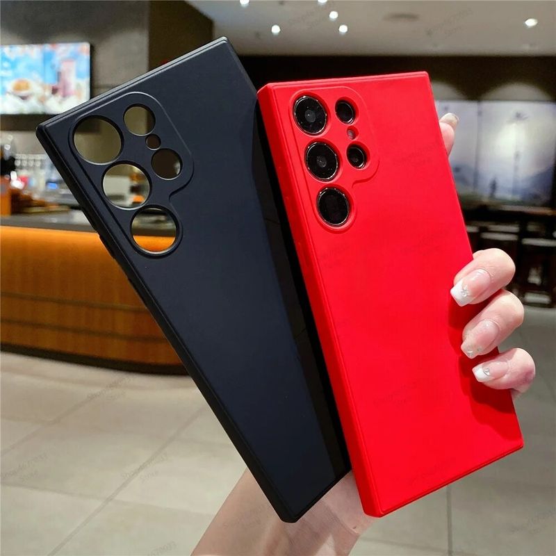 Coque carrée en silicone liquide antichoc pour Samsung Galaxy S24, S23, S22, S21, S20 FE, S10, Note 20 Ultra, 10 Plus_voghion.com