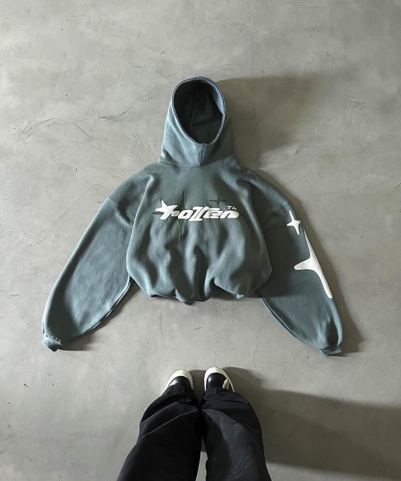 Felpa con cappuccio da uomo in stile gotico con collo alto e stampa di lettere in schiuma - Pullover streetwear retrò Y2K per abbigliamento casual_voghion.com