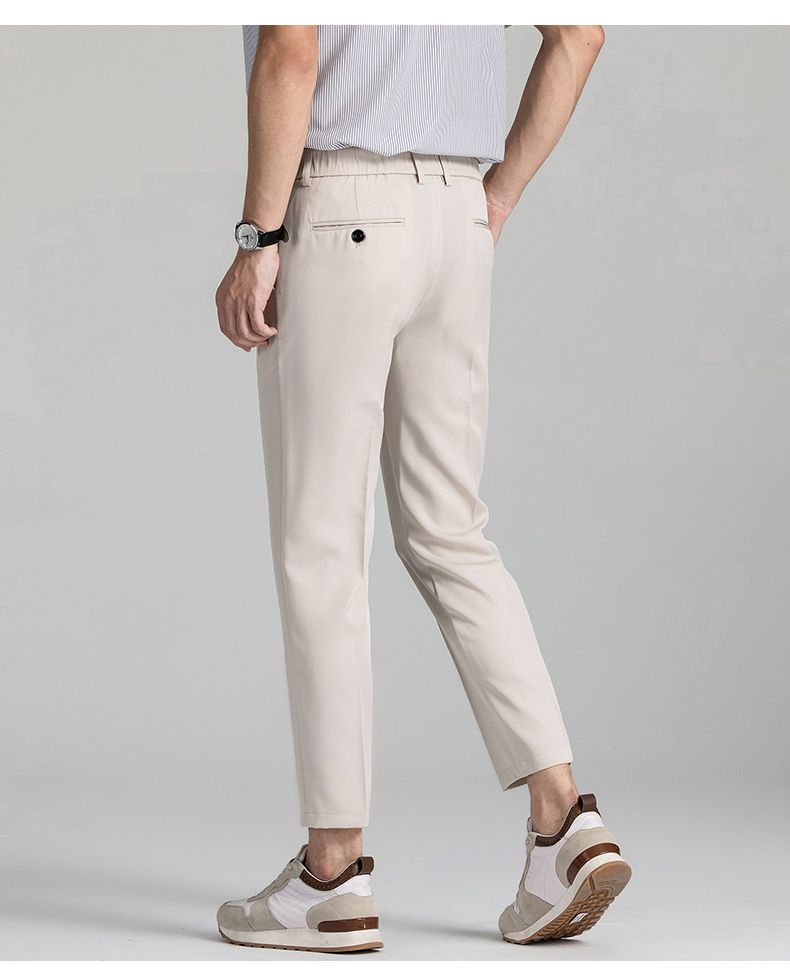 Herrenbekleidung Vier Jahreszeiten Neun Punkte Hose Herren Elastische Taille Bequeme Allgleiches Freizeithose Herren Südostasien Mode Einfache Hose Herren_voghion.com