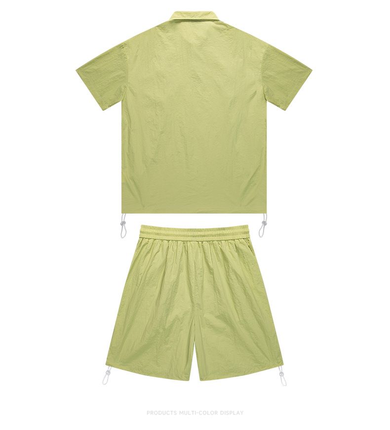 Costume de sport décontracté de style américain pour hommes, ensemble ample d'été pour couple, vêtements de travail tendance de marque, manches courtes, short deux pièces_voghion.com