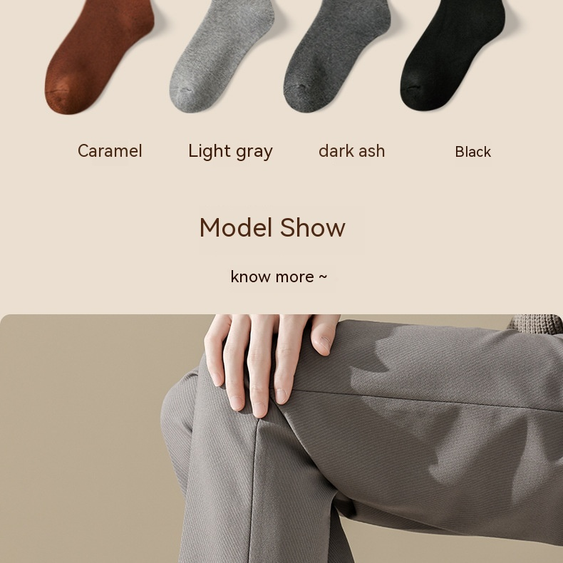 Autumn and Winter Two Bar Mid Length Socks, Winter Style Plush and Thickened Warm Towel Socks_voghion.com