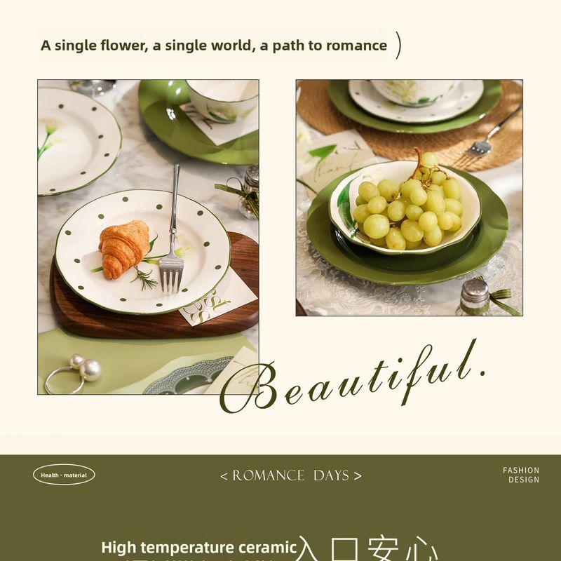 French Calla Lily Tableware Set Home Light Luxury High-end Ceramic Bowl Plate Box New Wedding Gift_voghion.com