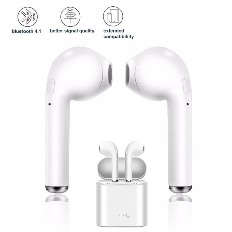 TWS i7S trådlösa hörlurar Bluetooth-hörlurar med laddningsbox Öronsnäckor för smarttelefon Xiaomi Samsung_voghion.com