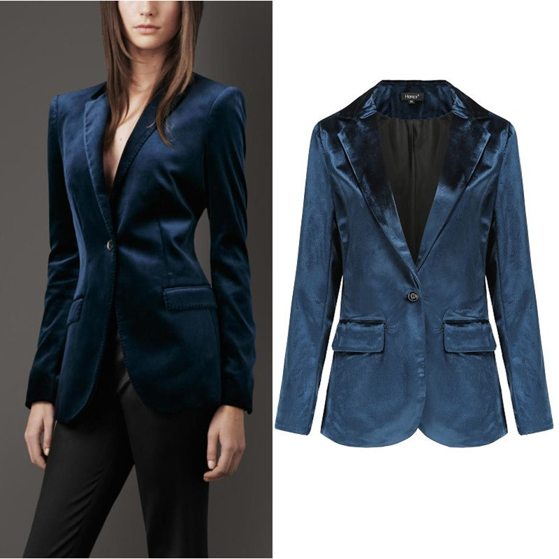 Hauts et manteaux pour femmes, automne et hiver, couleur unie, simple, velours doré, petits costumes pour femmes, nouvelle collection_voghion.com