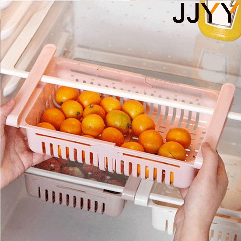 Retractable Refrigerator Organizer Storage Rack Kitchen Household Multi-function Drawer Fresh-keeping Storage Drain Basket Rack_voghion.com