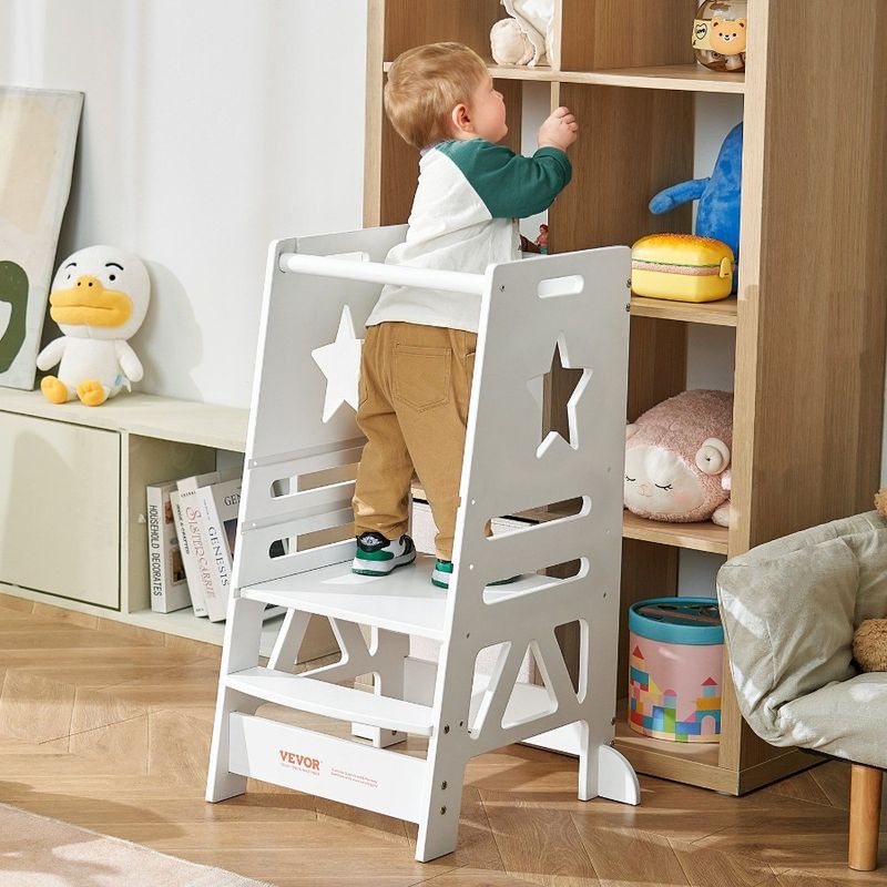 Step Stool For Stool Tower Tower Stools Kitchen Safe Step Bamboo Stool Adjustable 3Level Toddler Standing With Height Learning_voghion.com
