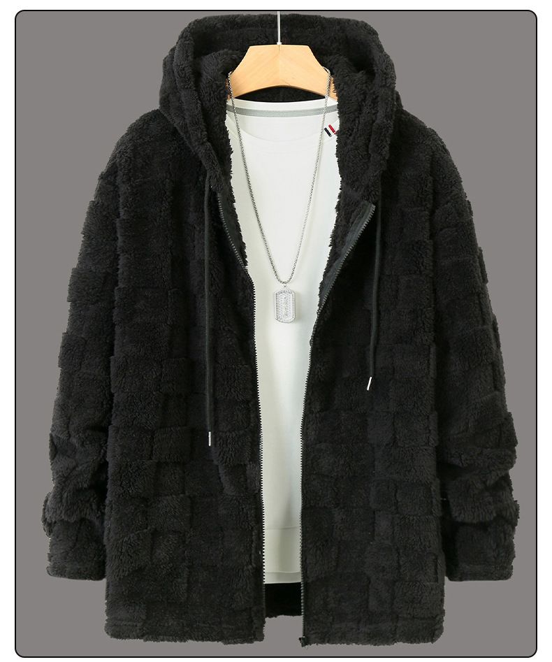 Herrenbekleidung Neues verdicktes Samt-Kapuzenpullover Trendy Casual Tops Reißverschluss Paarjacke_voghion.com