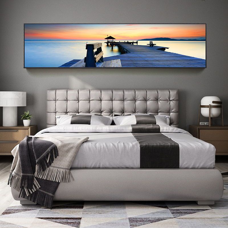 Hotel Naturalny krajobraz Nadmorski Nostalgiczny molo Nocny Nordycki Dekoracyjny Sypialnia Salon Wiszący obraz_voghion.com