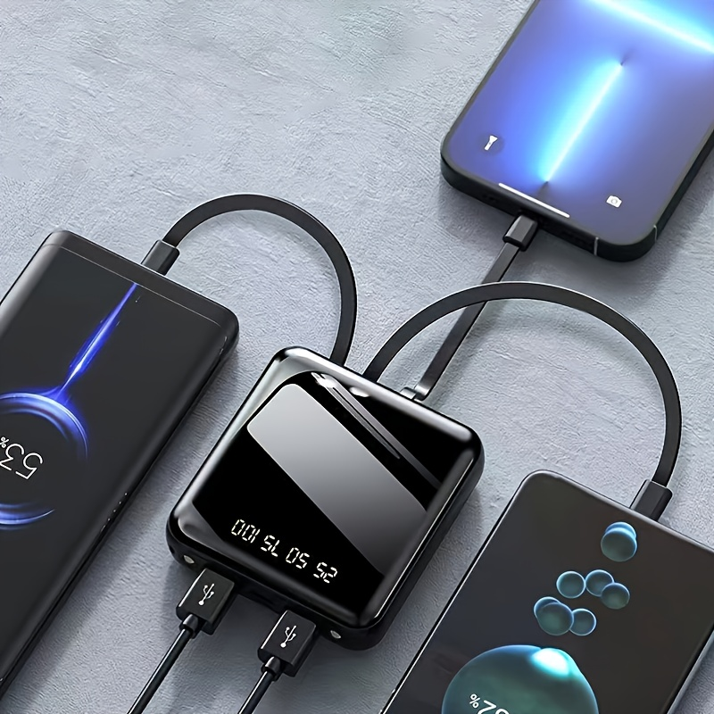Boost Your Phone's Battery Life Instantly - 10000mAh 4-in-1 Power Bank with Universal Charging Cables_voghion.com