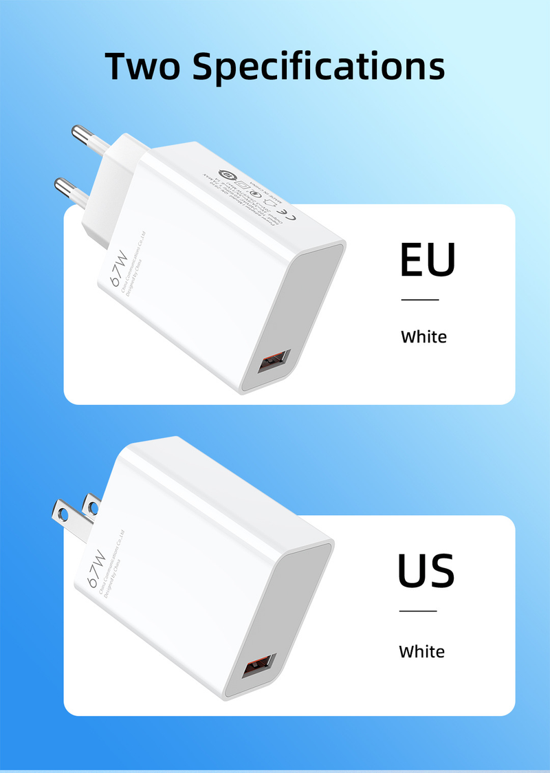 Suitable for Xiaomi 9/10/11 mobile phone charger 6A super 67W ultra fast flash specification charging head_voghion.com
