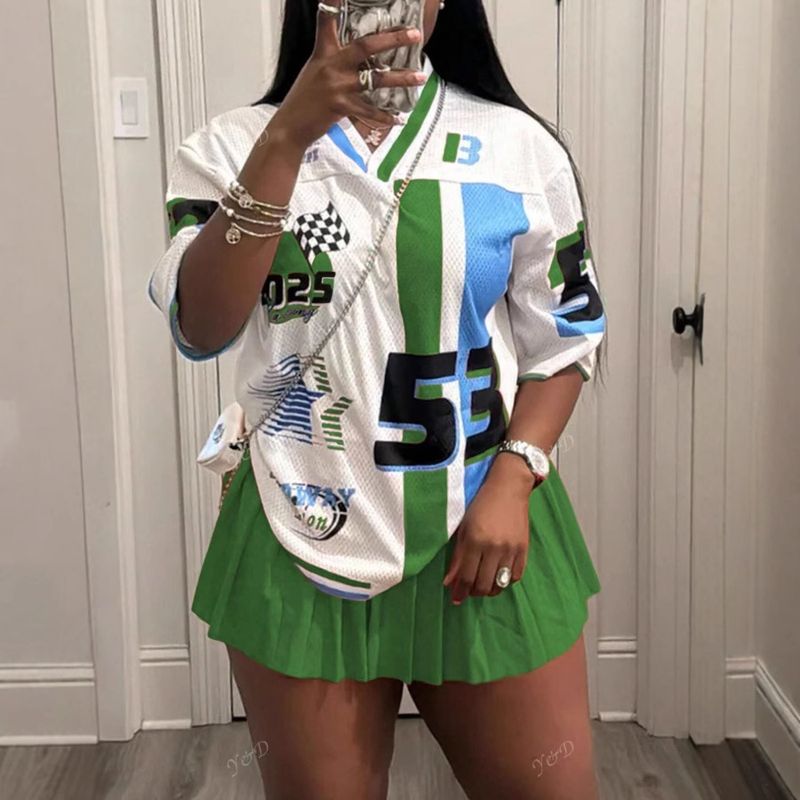 Damenbekleidung Basketballuniformen Lose amerikanische lässige kurzärmelige vielseitige Hip-Hop-Basketball-T-Shirt-Oberteile_voghion.com