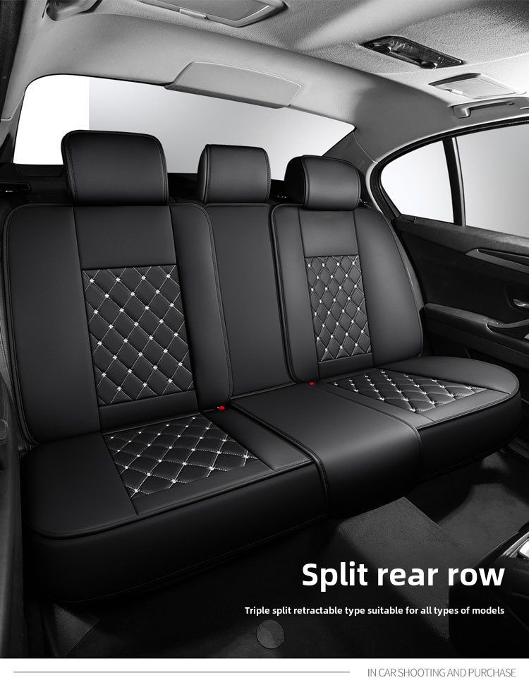 Nueva funda para asiento de coche con diseño de dibujos animados de cabeza de perro universal para las cuatro estaciones con cojín de cuero con diamantes y todo incluido de Crown_voghion.com