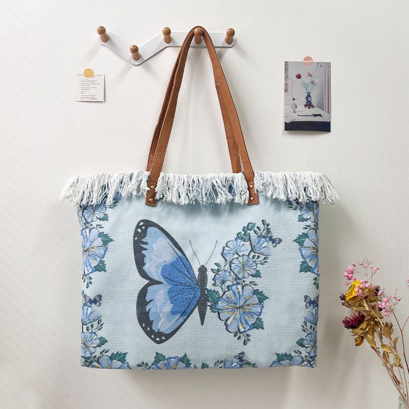 New Zipper Large Capacity Tassel Beach Women's Shoulder Tote Bag_voghion.com
