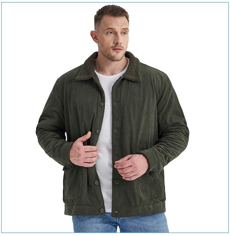 Men's Plus-Size Corduroy Winter Jacket – Lambswool-Lined Thick Coat For Cold Weather_voghion.com