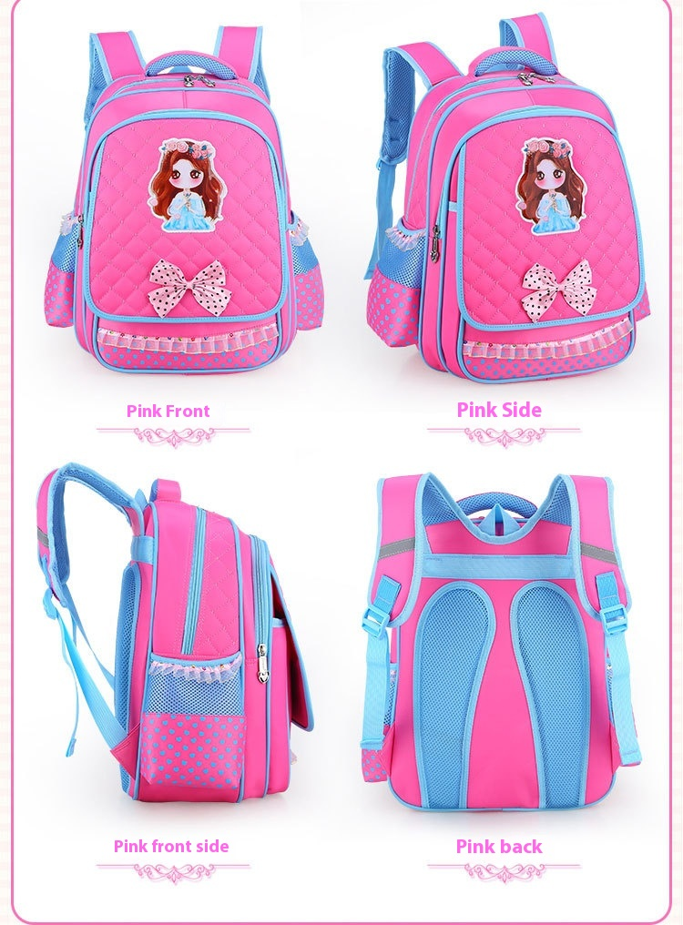 New 1st, 3rd, 6th grade elementary school backpacks for girls, princess bags, children's backpacks, and lace bows_voghion.com