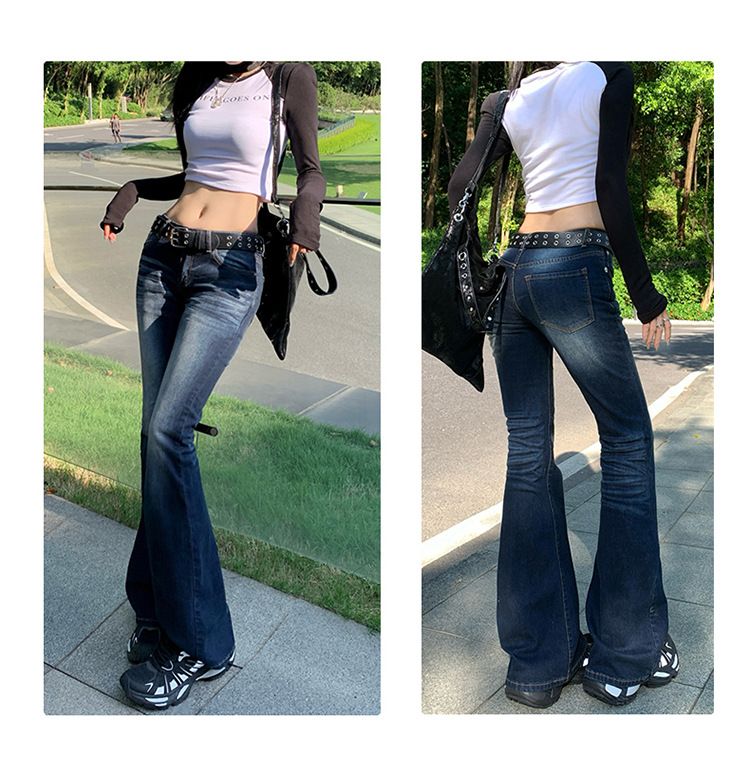 Women's Retro Low-Rise Flared Jeans - Stretch Slim Fit Bootcut Pants_voghion.com