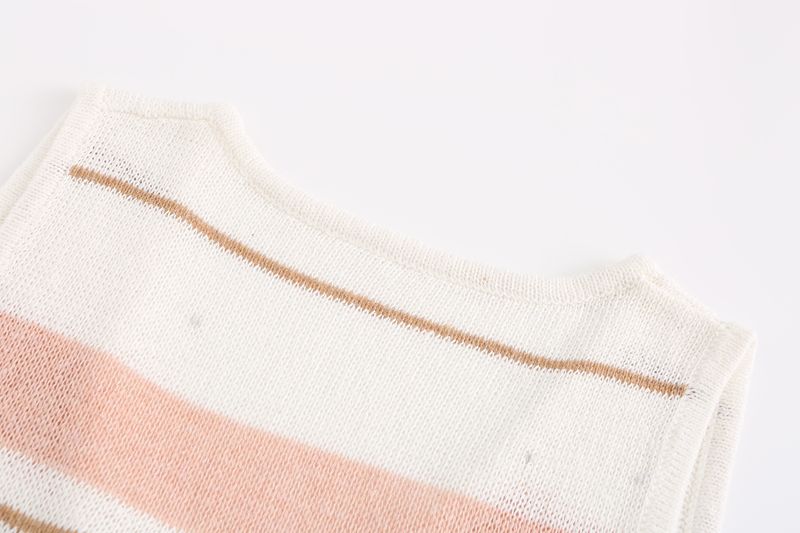 Women's Clothing summer fashion casual deep V-neck vest drawstring knitted women's sweater suit two-piece set_voghion.com